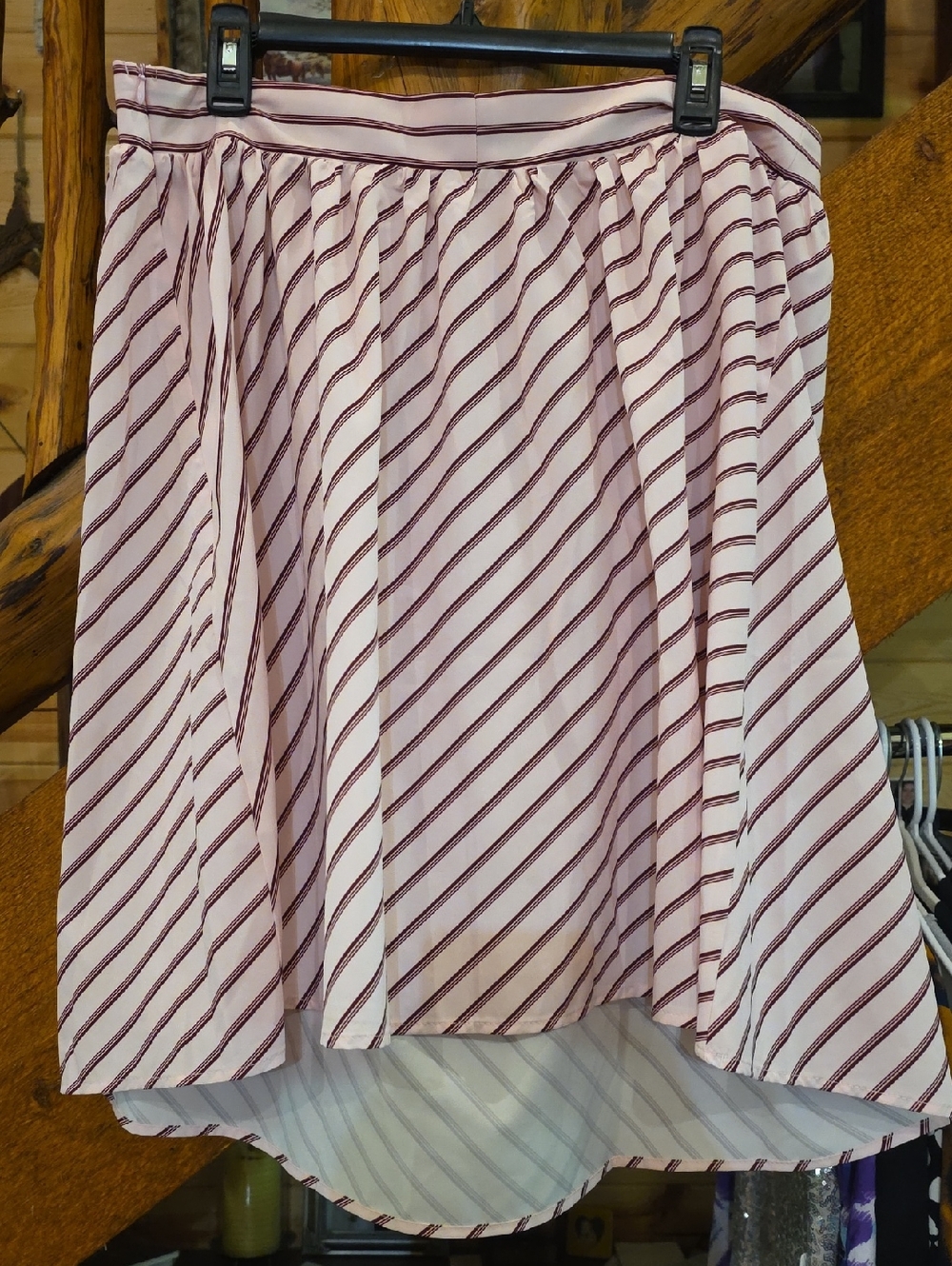 Striped Skirt in Light Pink and Burgundy - Picture 2 of 6